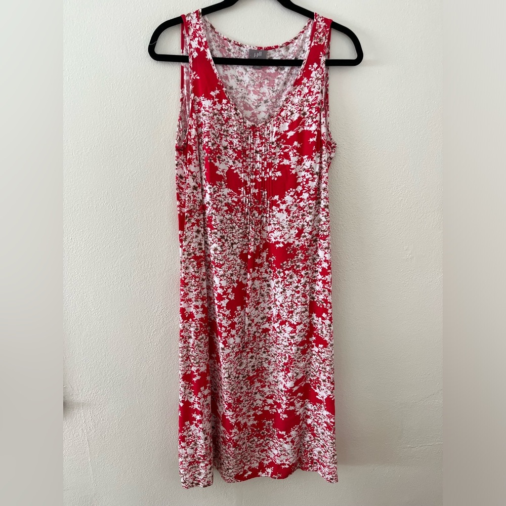 J. Jill Floral Pintuck Pleat Sleeveless Midi Shift Dress - 12 tall